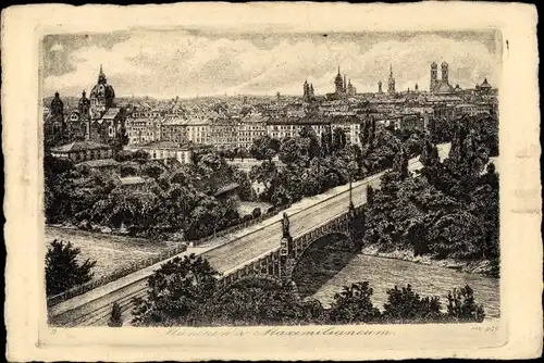Künstler Ak München, Blick vom Maximilianeum