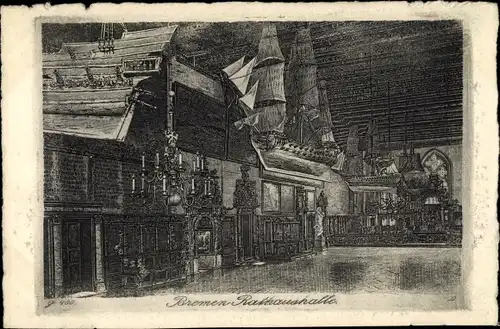 Künstler Ak Hansestadt Bremen, Rathaushalle