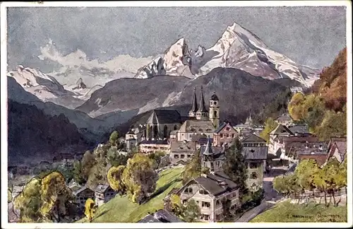 Künstler Ak Compton, Edward Harrison, Berchtesgaden in Oberbayern, Panorama