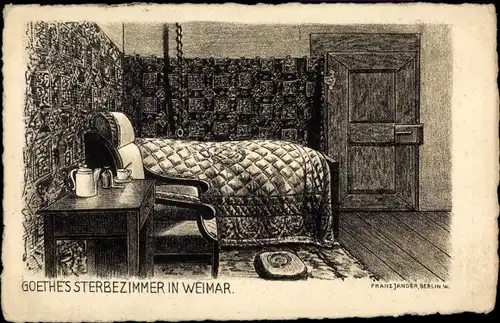 Künstler Ak Jander, Franz, Weimar in Thüringen, Goethes Sterbezimmer