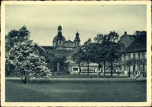 Ak Mannheim, Blick auf Jesuitenkirche, Baumblüte