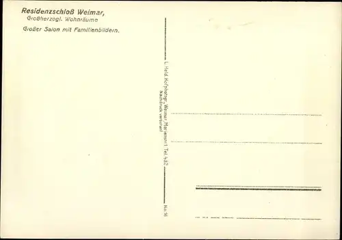 Ak Weimar in Thüringen, Residenzschloss, Großherzogl. Wohnräume