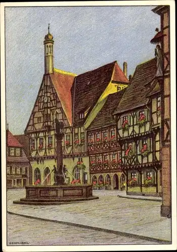 Künstler Ak Lenz, Hermann, Forchheim in Oberfranken Bayern, Blick auf das Rathaus