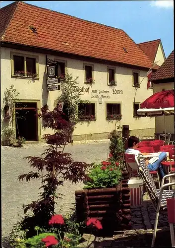 Ak Sulzfeld am Main im Kreis Kitzingen, Gasthof zum Goldenen Löwen, Geburtshaus Meterbratwurst