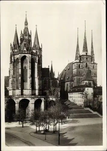 Ak Erfurt in Thüringen, Dom und Severikirche vom Friedrich-Wilhelmsplatz aus