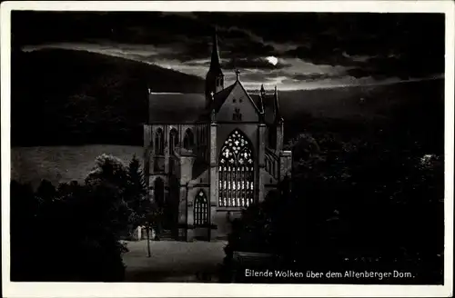 Ak Altenberg Odenthal Bergisches Land, Altenberger Dom, eilende Wolken, Nachtansicht