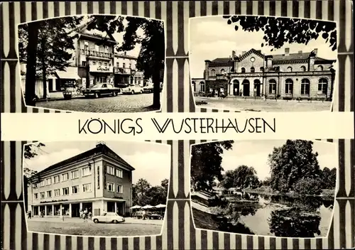 Ak Königs Wusterhausen in Brandenburg, Kanal, Straßenansicht, Bahnhof