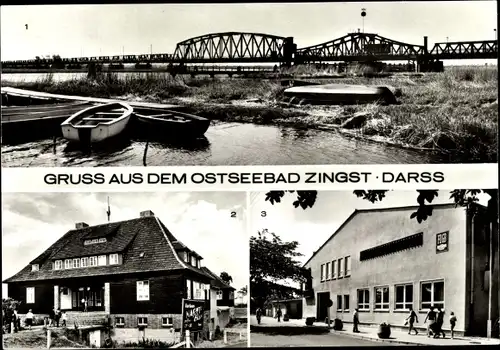 Ak Seeheilbad Zingst an der Ostsee, Meiningenbrücke, Kurhaus, FDGB Erholungsheim Nordlicht