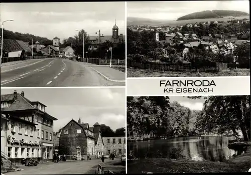 Ak Farnroda in Thüringen, Blick auf die Stadt, Teich, Straßenpartie