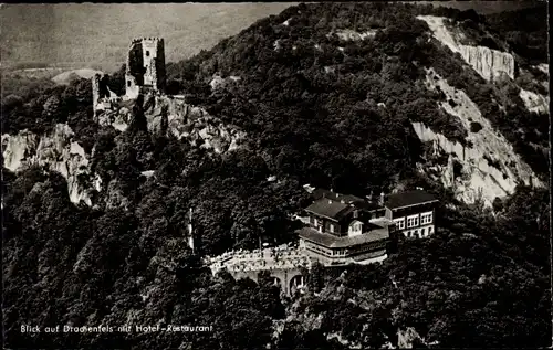 Ak Königswinter am Rhein, Drachenfels, Luftaufnahme