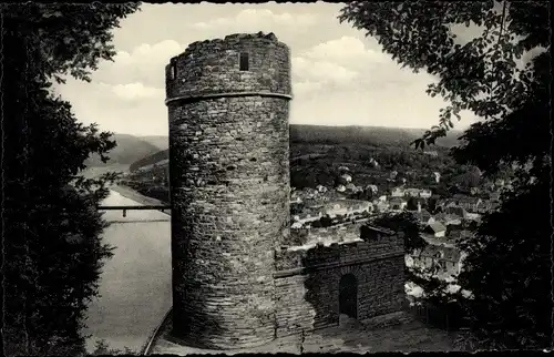 Ak Bad Karlshafen an der Weser, Hugenottenturm mit Blick auf die Stadt