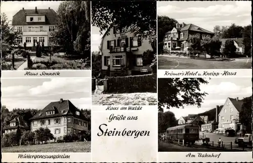 Ak Steinbergen Rinteln an der Weser, Haus Sonneck, Haus am Walde, Müttergenesungsheim, Am Bahnhof