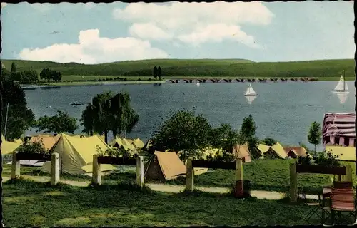 Ak Delecke Möhnesee in Westfalen, Strandbad, Zeltlager, Segelboote