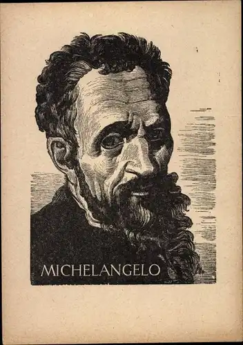 Künstler Ak Stratil, Karl, Portrait M. Buonarroti Michelangelo, Holzschnitt