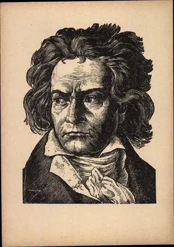 Künstler Ak Stratil, Karl, Portrait Komponist Ludwig van Beethoven, Holzschnitt