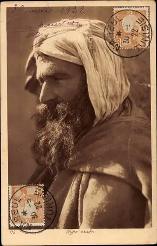 Ak Männerportraiit, Maghreb, Type arabe