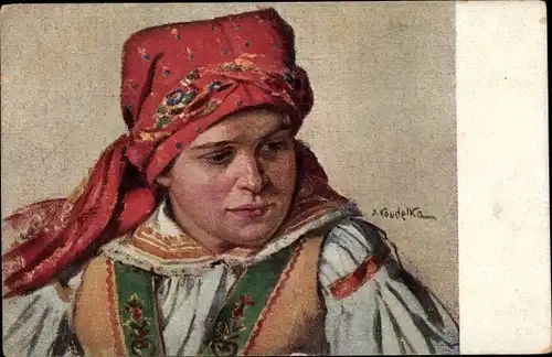 Künstler Ak Koudelka, J., Portrait einer Frau in Tracht