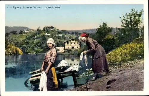 Ak Tipos y Escenas Vascas, Lavando ropa