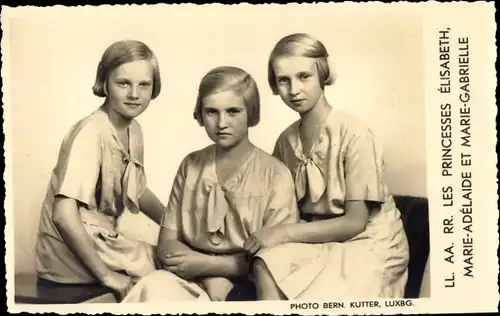 Ak Les Princesses Elisabeth, Marie Adelaide, Marie Gabrielle de Luxembourg