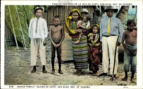 Ak Carti San Blas Panama, Indian Family, Volkstypen