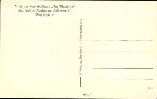 Ak Heidenau in Sachsen, Gasthaus Zur Wartburg, Ringstraße 2