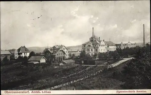 Ak Obercunnersdorf Kottmar in der Oberlausitz, Zigarettenfabrik Reunion