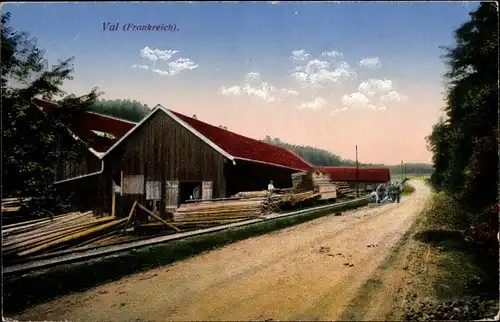 Ak Val et Chatillon Meurthe et Moselle, Blick auf ein Sägewerk, Forstwirtschaft