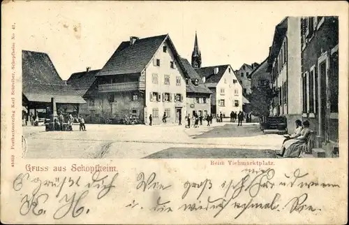 Ak Schopfheim in Baden, Beim Viehmarktplatz