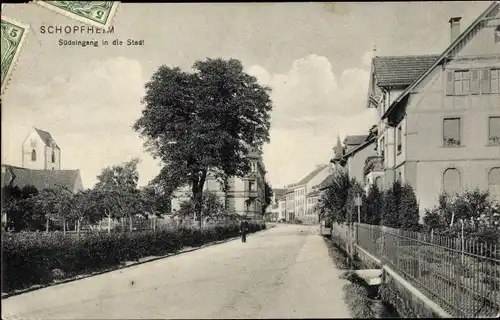 Ak Schopfheim in Baden, Südeingang in die Stadt