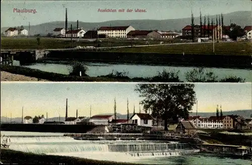 Ak Maulburg im Wiesental Südschwarzwald, Ansichten mit der Wiese, Wehr