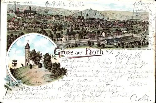 Litho Horb am Neckar, Gesamtansicht, Schütte