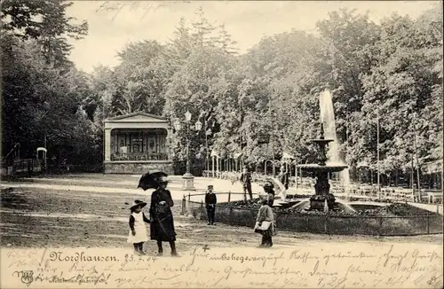 Ak Nordhausen am Harz, Gehege, Springbrunnen, Konzertpavillon