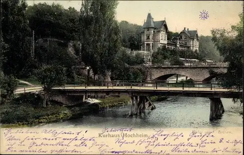 Ak Hochheim Erfurt in Thüringen, Blick zum Kurhaus Hochheim, Brücken