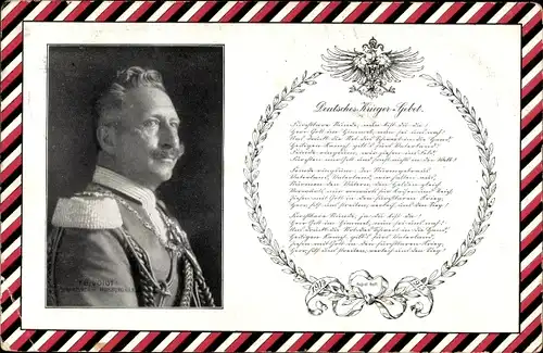 Passepartout Ak Deutsches Krieger Gebet, Kaiser Wilhelm II., Portrait