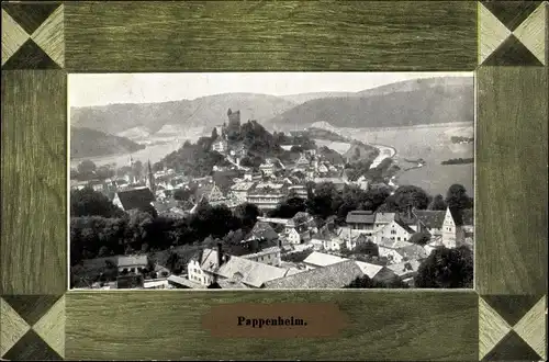 Passepartout Ak Pappenheim im Altmühltal Mittelfranken, Blick auf den Ort