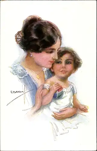 Künstler Ak Usabal, Luis, Mutter mit Kind