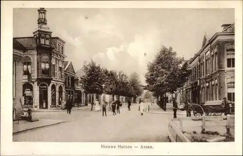 Ak Assen Drenthe Niederlande, Nieuwe Huizen, Straßenpartie