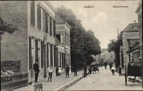 Ak Assen Drenthe Niederlande, Stationstraat