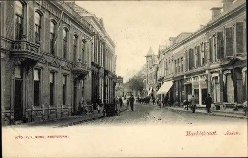 Ak Assen Drenthe Niederlande, Marktstraat