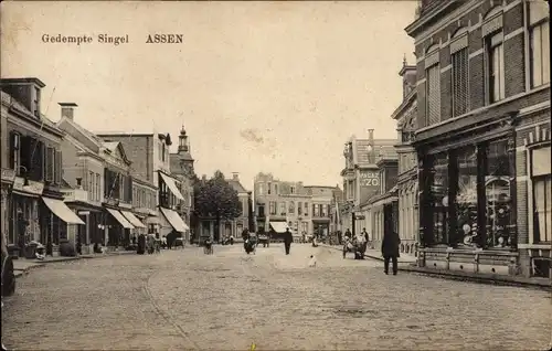 Ak Assen Drenthe Niederlande, Gedempte Singel