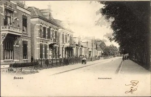 Ak Assen Drenthe Niederlande, Stationstraat