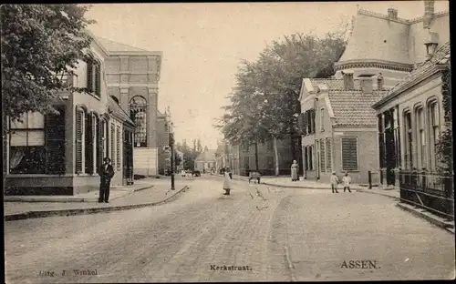 Ak Assen Drenthe Niederlande, Kerkstraat