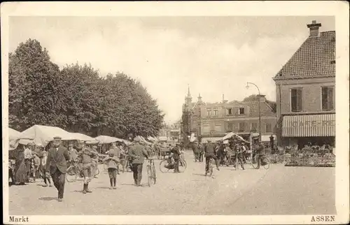 Ak Assen Drenthe Niederlande, Marktleben