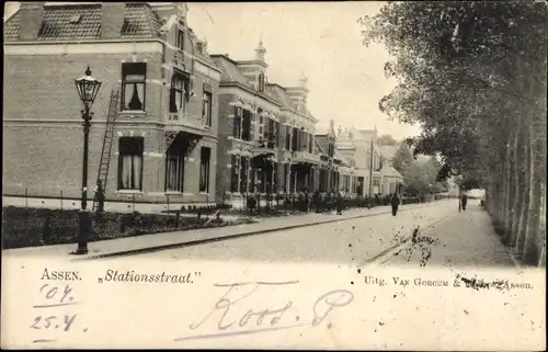 Ak Assen Drenthe Niederlande, Stationsstraat