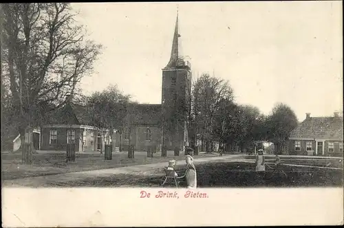 Ak Gieten Drenthe Niederlande, De Brink, Kerk