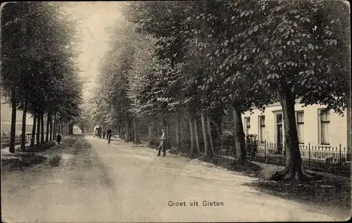 Ak Gieten Drenthe Niederlande, Straßenpartie