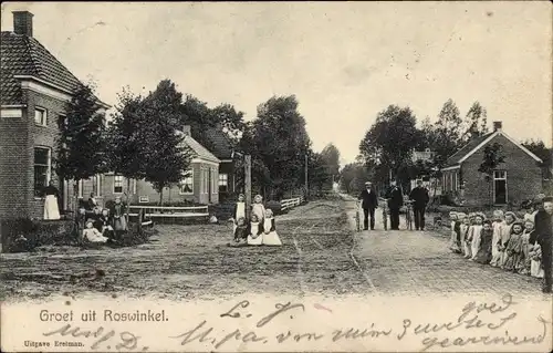 Ak Roswinkel Drenthe Niederlande, Straßenpartie