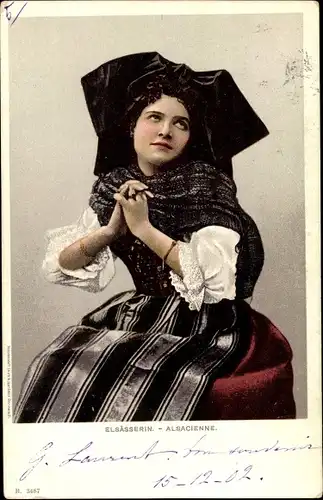 Ak Elsässerin in Volkstracht