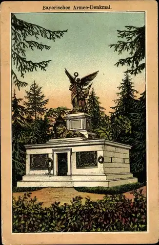 Litho Wörth an der Donau Oberpfalz Bayern, Bayrisches Armee Denkmal