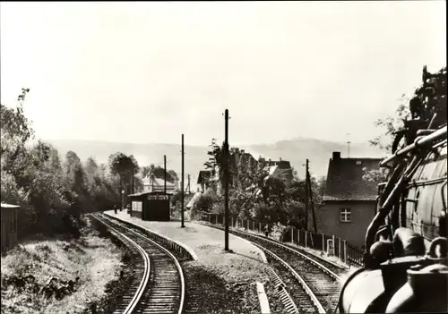 Ak Schwarzenberg im Erzgebirge Sachsen, Blick v. Lok 58 1320 auf Hp. Schwarzenberg, Pmg 3112, 1964